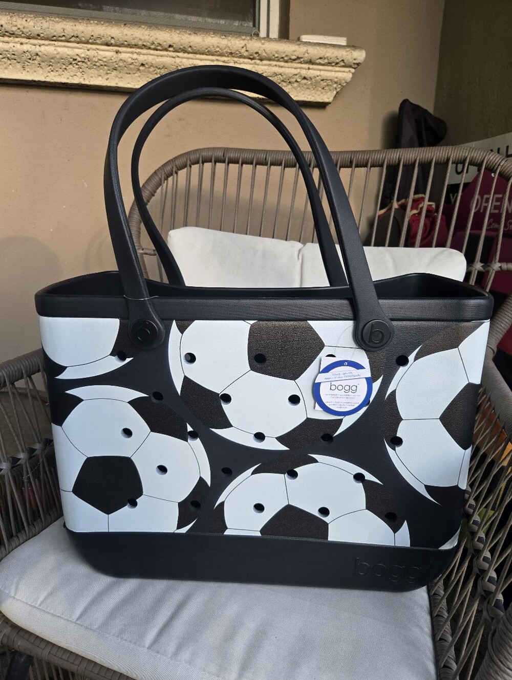 Bogg Bag Large Soccer Black And White NWT